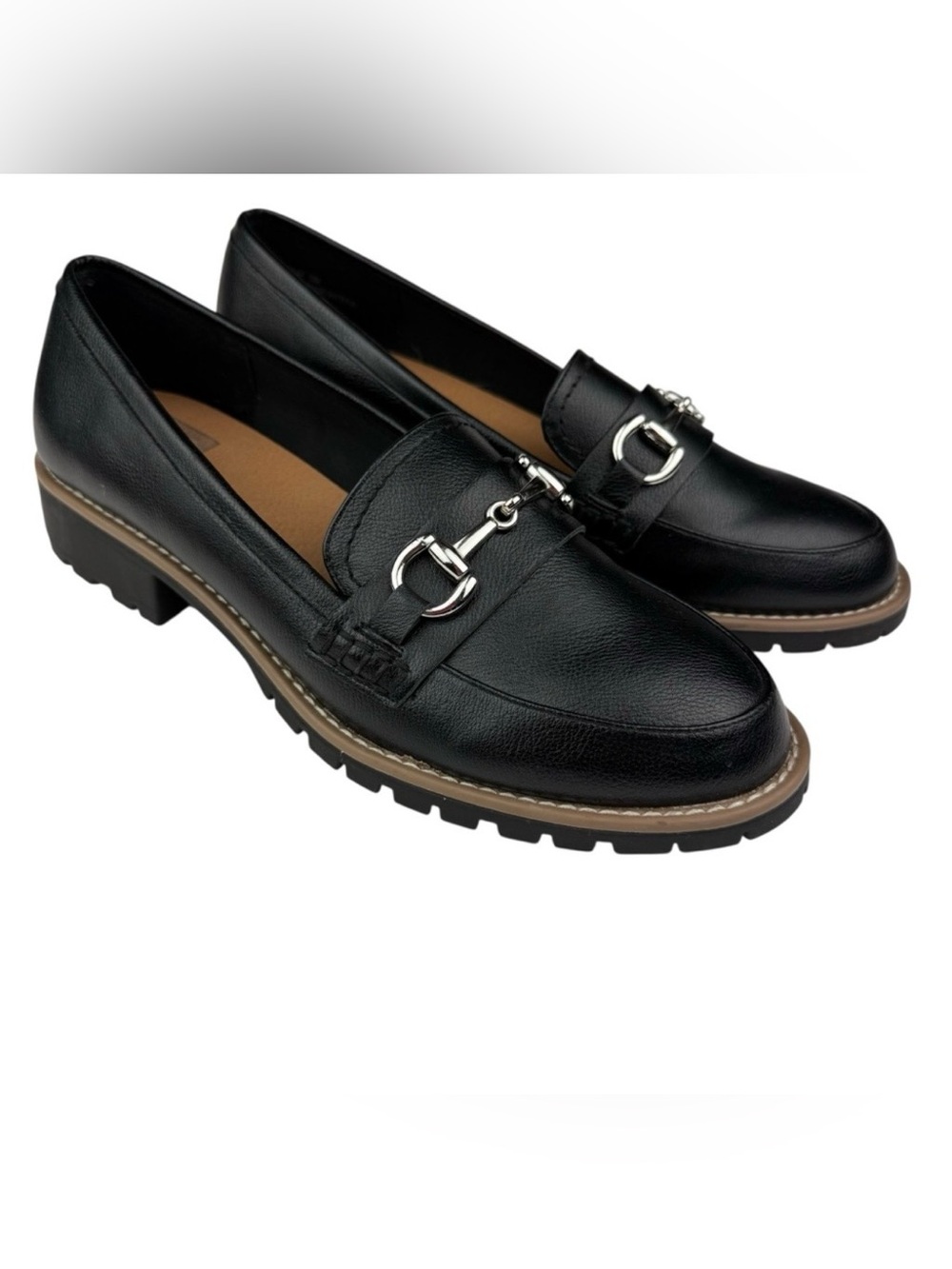 Dolce Vita Loafers Black Lug Heel Chain Detail Women’s Size 10 Slip On Shoes dv